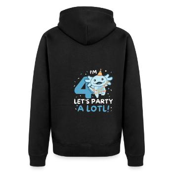 4ème anniversaire axolotl quatre ans axolotls sucrés - Veste à capuche bio Premium Unisexe - noir - Dos - Nico (187cm)