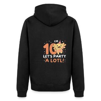 10ème anniversaire axolotl dix ans axolotls sucrés - Veste à capuche bio Premium Unisexe - noir - Dos - Nico (187cm)