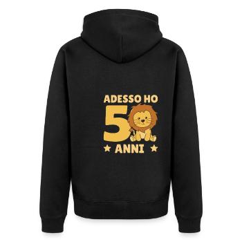 Enfants 5ème anniversaire lion cinq ans lion - Veste à capuche bio Premium Unisexe - noir - Dos - Nico (187cm)