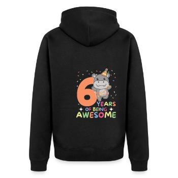 Hippopotame pour les enfants de 6 ans - Veste à capuche bio Premium Unisexe - noir - Dos - Nico (187cm)