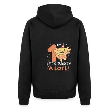 1st birthday axolotl one year old sweet axolotls - Unisex Premium Organic Zip Hoodie - black - Back - Nico (187cm)