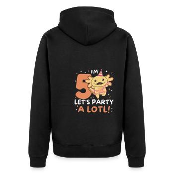 5ème anniversaire axolotl cinq ans axolotls sucrés - Veste à capuche bio Premium Unisexe - noir - Dos - Nico (187cm)