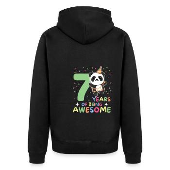Panda for 7th birthday children seven years old - Unisex Premium Organic Zip Hoodie - black - Back - Nico (187cm)