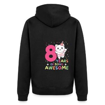 8th birthday cat Children eight years old - Unisex Premium Organic Zip Hoodie - black - Back - Nico (187cm)