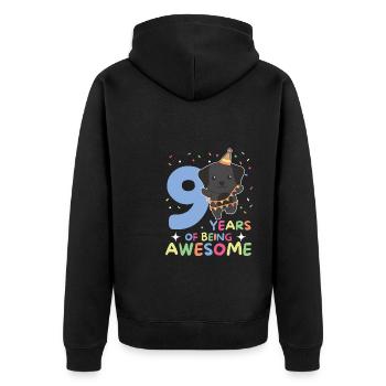 Labrador for 9th birthday children nine years old - Unisex Premium Organic Zip Hoodie - black - Back - Nico (187cm)