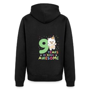 Alpaga pour les enfants de 9 ans de neuf ans - Veste à capuche bio Premium Unisexe - noir - Dos - Nico (187cm)