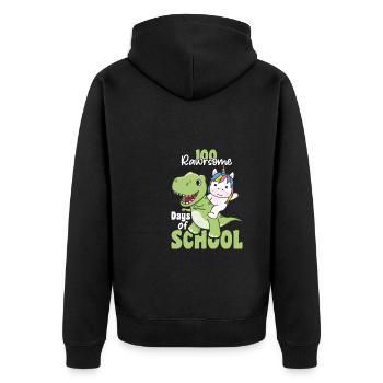 100 rawrsome days of school Unicorn Trex 100 Days - Unisex Premium Organic Zip Hoodie - black - Back - Nico (187cm)