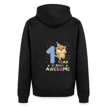 Meerkats for the 1st birthday for children one year - Unisex Premium Organic Zip Hoodie - black - Back - Nico (187cm)