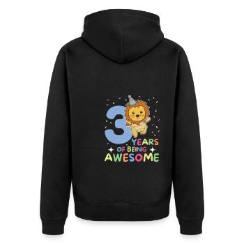 Lion for 3rd birthday Children three years old - Unisex Premium Organic Zip Hoodie - black - Back - Nico (187cm)