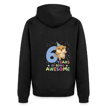 Meerkat for her 6th birthday Children six years - Unisex Premium Organic Zip Hoodie - black - Back - Nico (187cm)