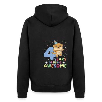 Meerkat for 4th birthday children four years - Unisex Premium Organic Zip Hoodie - black - Back - Nico (187cm)