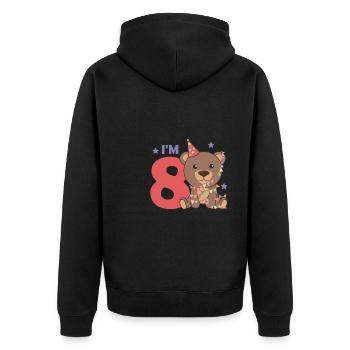Bear for the eighth birthday for children 8 years old - Unisex Premium Organic Zip Hoodie - black - Back - Nico (187cm)