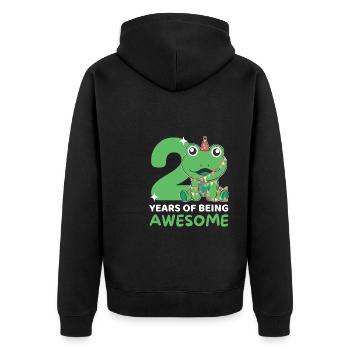 Frog for the 2nd birthday Children two years old - Unisex Premium Organic Zip Hoodie - black - Back - Nico (187cm)