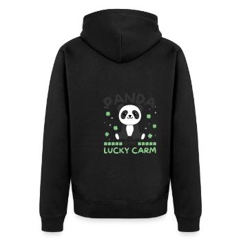 Panda is my lucky carm Clover St Patrick's Day - Unisex Premium Organic Zip Hoodie - black - Back - Nico (187cm)