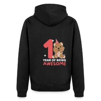 Quokka for 1st birthday for children one year old - Unisex Premium Organic Zip Hoodie - black - Back - Nico (187cm)