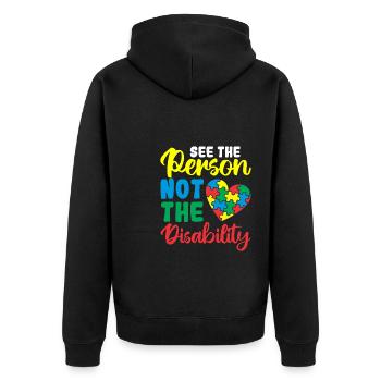 autism awareness see the person not the disability - Unisex Premium Bio Zip Hoodie - Schwarz - Hinten - Nico (187cm)