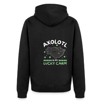 Axolotl is my lucky carm Kleeblatt St Patricks Day - Unisex Premium Organic Zip Hoodie - black - Back - Nico (187cm)