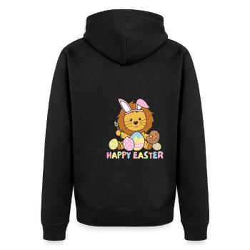 joyeux lion de Pâques doux Pâques avec des œufs de Pâques - Veste à capuche bio Premium Unisexe - noir - Dos - Nico (187cm)