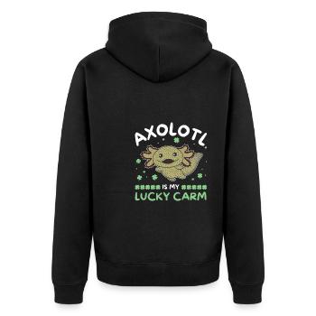 Axolotl is my lucky carm Kleeblatt St Patricks Day - Unisex Premium Organic Zip Hoodie - black - Back - Nico (187cm)