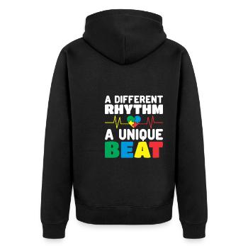 autism awareness month puzzel musik herz - Unisex Premium Bio Zip Hoodie - Schwarz - Hinten - Nico (187cm)