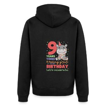 Hippopotame pour les enfants de 9 ans - Veste à capuche bio Premium Unisexe - noir - Dos - Nico (187cm)