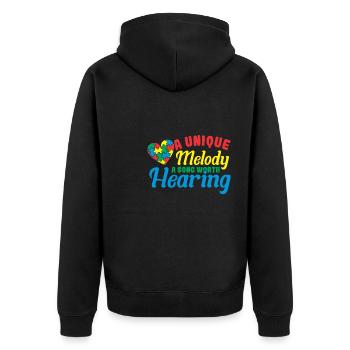 autism awareness month puzzel musik herz - Unisex Premium Bio Zip Hoodie - Schwarz - Hinten - Nico (187cm)
