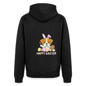 happy easter cute jack rusll Easter dogs - Unisex Premium Organic Zip Hoodie - black - Back - Nico (187cm)