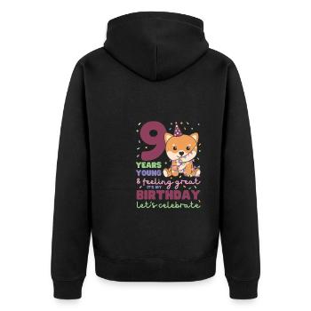 Shiba Inu à l’occasion de ses 9 ans - Veste à capuche bio Premium Unisexe - noir - Dos - Nico (187cm)
