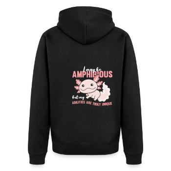 Axolotl Amphibians Salamander cute axolotl - Unisex Premium Organic Zip Hoodie - black - Back - Nico (187cm)