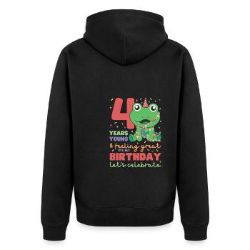 Frog for 4th birthday Children four years old - Unisex Premium Organic Zip Hoodie - black - Back - Nico (187cm)