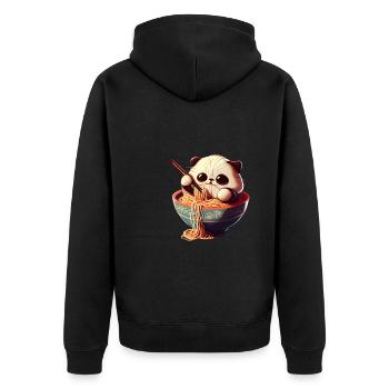 But first ramen cute cat eats ramen - Unisex Premium Organic Zip Hoodie - black - Back - Nico (187cm)