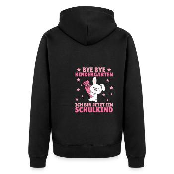 bye bye Kindergarten ich bin jetzt ein Schulkind - Unisex Premium Bio Zip Hoodie - Schwarz - Hinten - Nico (187cm)