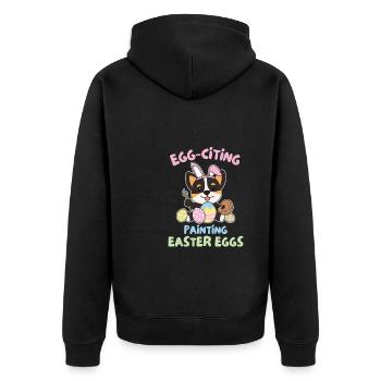 cute dogs for Easter Corgi - Unisex Premium Organic Zip Hoodie - black - Back - Nico (187cm)