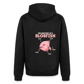 Blobfish Explanation Anatomy of an Blobfish - Unisex Premium Organic Zip Hoodie - black - Back - Nico (187cm)