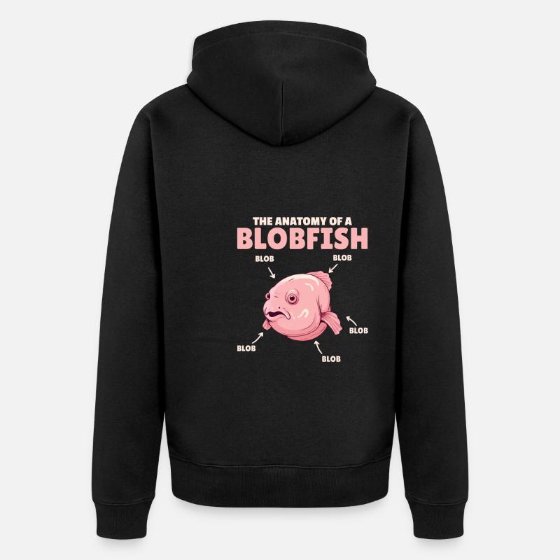 Blobfish Explication Anatomie d’un Blobfish - Veste à capuche bio Premium Unisexe - noir
