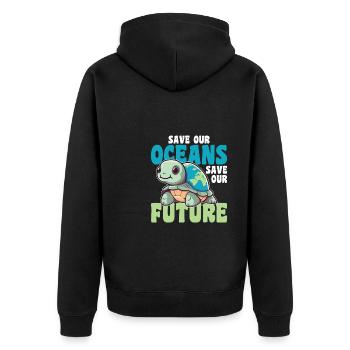 La Terre des tortues sauve nos océans sauve notre avenir - Veste à capuche bio Premium Unisexe - noir - Dos - Nico (187cm)