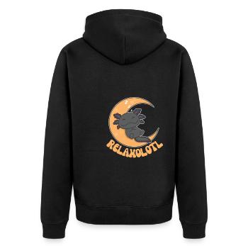 Relaxolotl Axolotl Liebhaber süße Tiere relaxen - Unisex Premium Bio Zip Hoodie - Schwarz - Hinten - Nico (187cm)