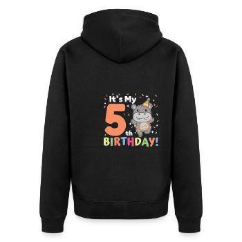 Hippopotame pour les enfants de 5 ans - Veste à capuche bio Premium Unisexe - noir - Dos - Nico (187cm)