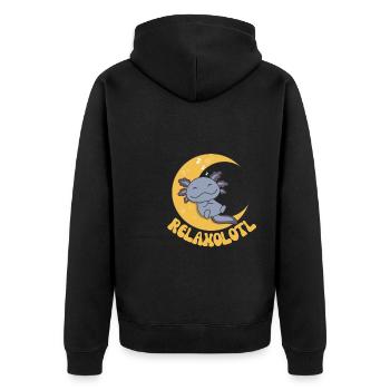 Relaxolotl Axolotl Liebhaber süße Tiere relaxen - Unisex Premium Bio Zip Hoodie - Schwarz - Hinten - Nico (187cm)