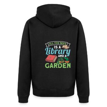 Book lover design with books for literature - Unisex Premium Organic Zip Hoodie - black - Back - Nico (187cm)