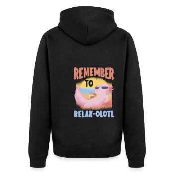 Relaxolotl Axolotl Liebhaber süße Tiere relaxen - Unisex Premium Bio Zip Hoodie - Schwarz - Hinten - Nico (187cm)