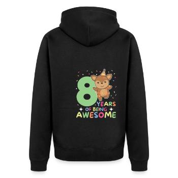 Deer for 8th birthday Children eight years old - Unisex Premium Organic Zip Hoodie - black - Back - Nico (187cm)