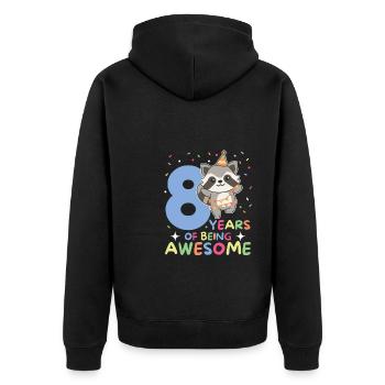 8th birthday raccoon children eight years old - Unisex Premium Organic Zip Hoodie - black - Back - Nico (187cm)