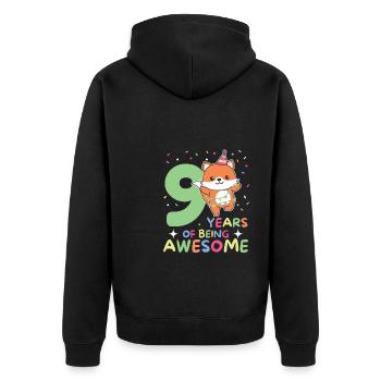 Fuchs zum 9. Geburtstag Kinder neun Jahre alt - Unisex Premium Bio Zip Hoodie - Schwarz - Hinten - Nico (187cm)