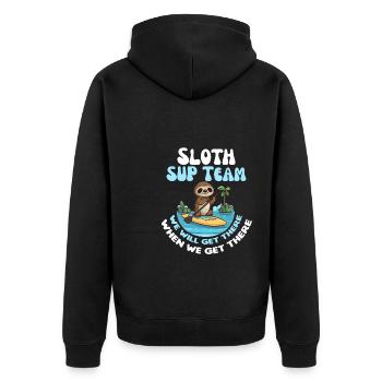 Sloth SUP Team amusant paresseux pagayant - Veste à capuche bio Premium Unisexe - noir - Dos - Nico (187cm)