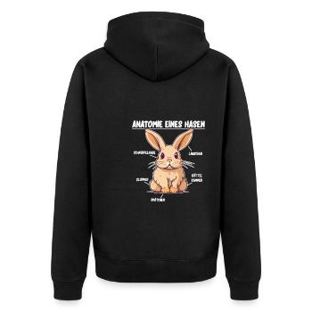 Anatomie eines Hasen lustige Kanninchen Erklärung - Unisex Premium Bio Zip Hoodie - Schwarz - Hinten - Nico (187cm)