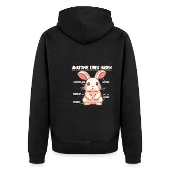 Anatomie eines Hasen lustige Kanninchen Erklärung - Unisex Premium Bio Zip Hoodie - Schwarz - Hinten - Nico (187cm)