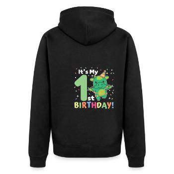 Dragon for the 1st birthday for children one year old - Unisex Premium Organic Zip Hoodie - black - Back - Nico (187cm)