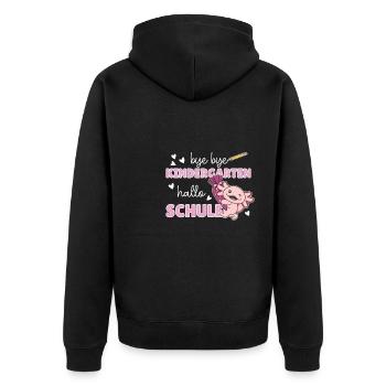 bye bye Kindergarten hallo Schule Axolotl - Unisex Premium Bio Zip Hoodie - Schwarz - Hinten - Nico (187cm)