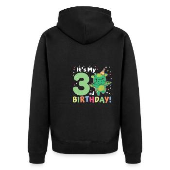 Drache zum 3. Geburtstag Kinder drei Jahre alt - Unisex Premium Bio Zip Hoodie - Schwarz - Hinten - Nico (187cm)